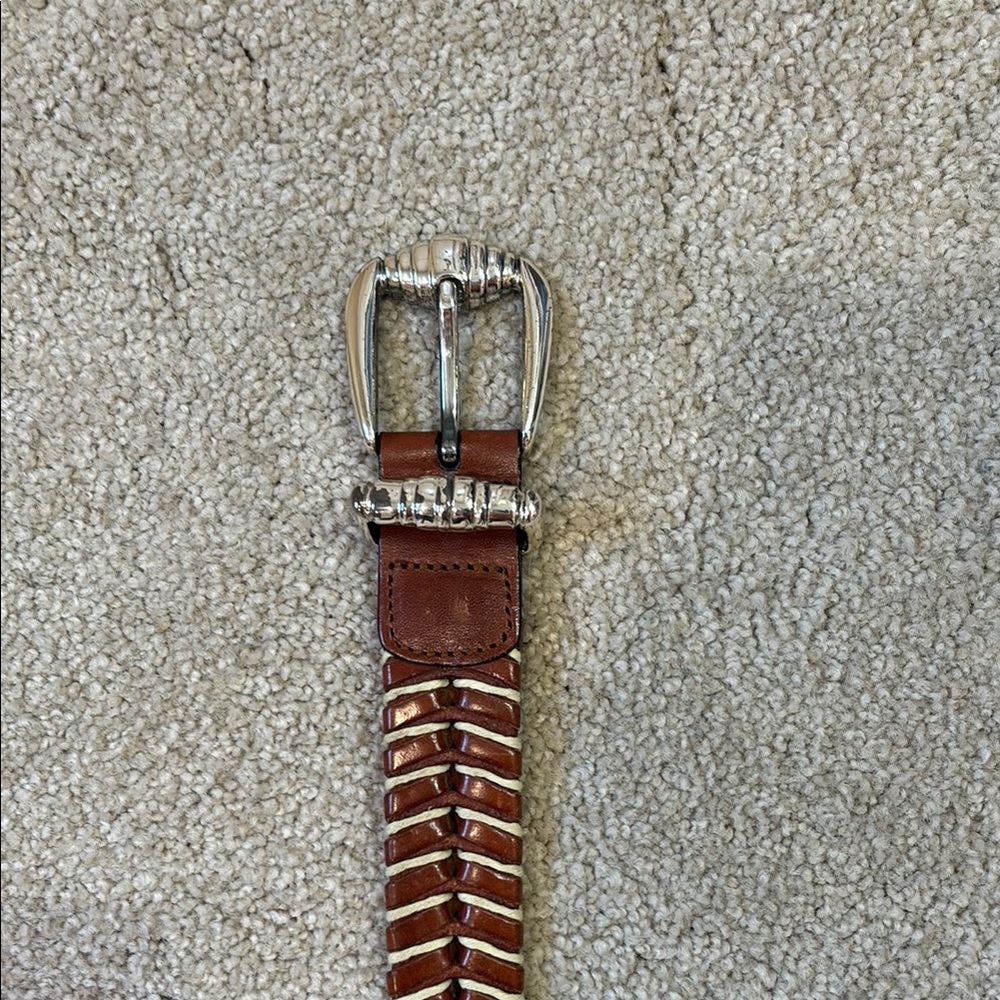TOMMY BAHAMA Brown and Silver Woven Belt
